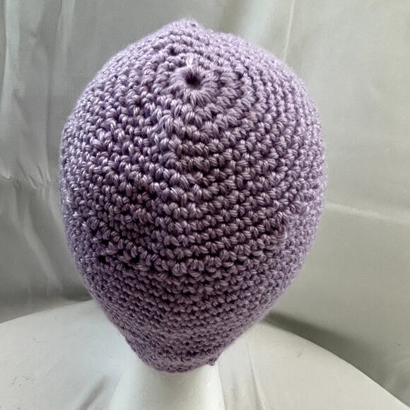 Handmade crochet cap hat women child lilac purple 10" wide x 7 tall" NWOT - Picture 4 of 7